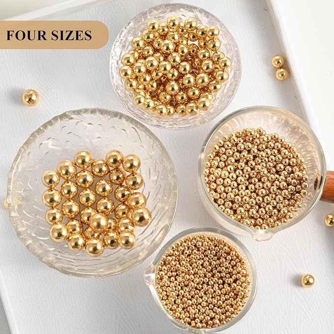 Homankit Gold Pearl Sprinkles for Baking, 4 Sizes Mix Sugar Pearls Cake Decorations for Cupcake Toppers Cookie Decorating Birthday Party Wedding Valentines Christmas Supplies