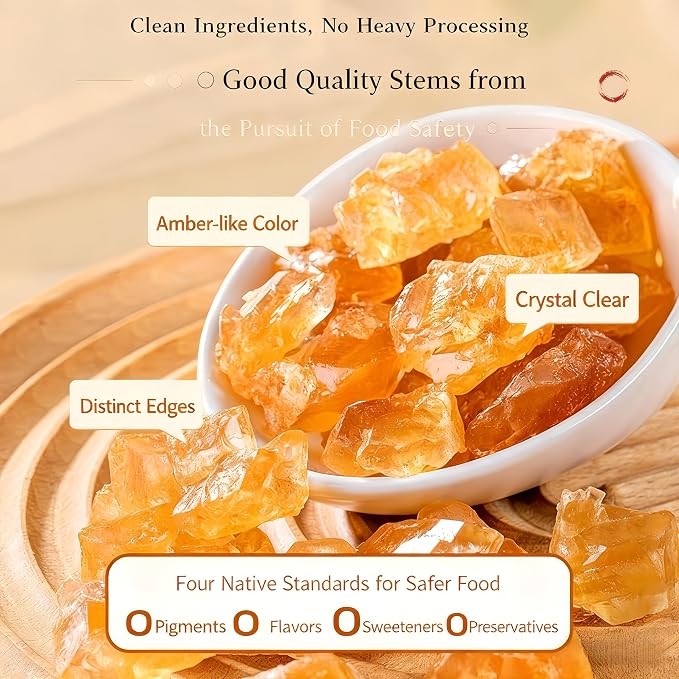 17.6 oz (500g) Premium Yellow Rock Sugar, All-Natural Cane Sugar Crystals for Vietnamese Pho, Bubble Tea, Coffee, Baking & Cooking - Quick-Dissolving, Non-GMO, Friendly Sweetener