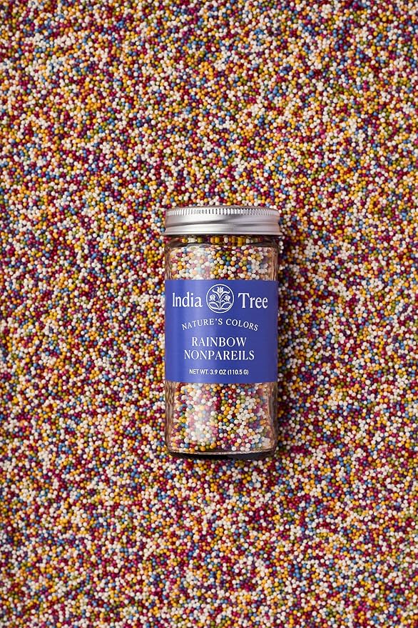 Rainbow Nonpareils – Vegan, Dye‑Free, Allergen‑Free, 3 oz Jar – India Tree Nature’s Colors
