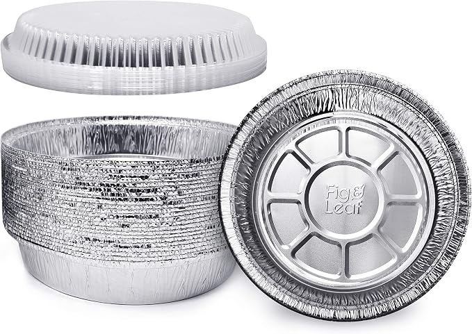 (360 Pack) Premium 7-Inch Round Foil Pans with Plastic Dome Lids l Heavy Duty l Disposable Aluminum Tin for Roasting, Baking, or Cooking