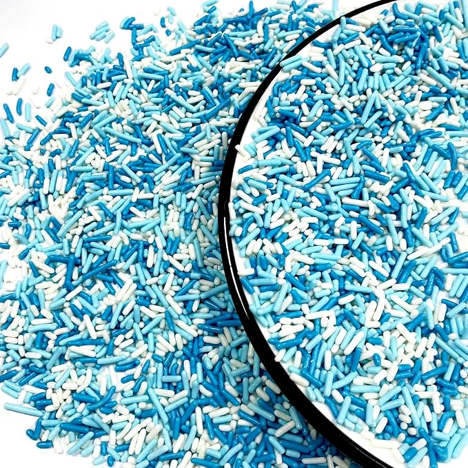 Homipooty Blue White Soft Jimmies Sprinkles Edible Candy Jimmies Sprinkles for Cake Decorating 78g/2.75oz Cookie Cupcake Topper Ice Cream