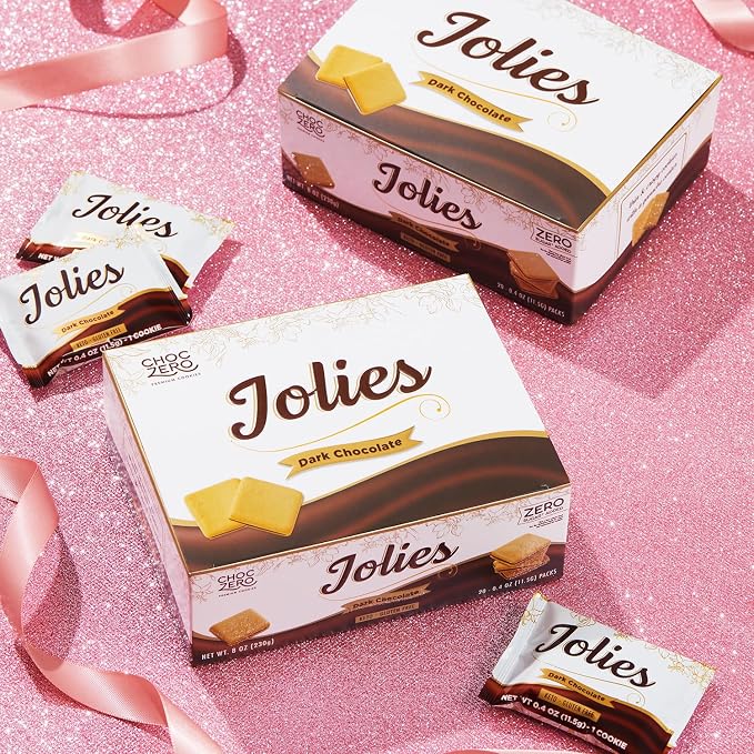 ChocZero Dark Chocolate Jolies Cookies, Sugar Free Chocolate Filled Cookies, Gluten Free, Keto, Low Carb, High Fiber, 8 oz Box