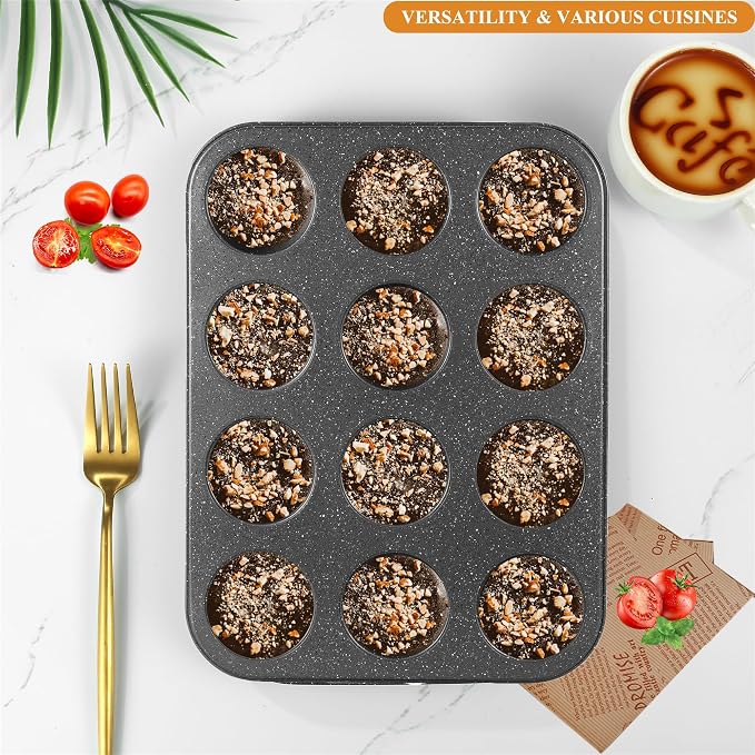 Walooza Muffin Cupcake Pan, Nonstick 12 Cupcake Tray, Cheesecake Pan for Baking