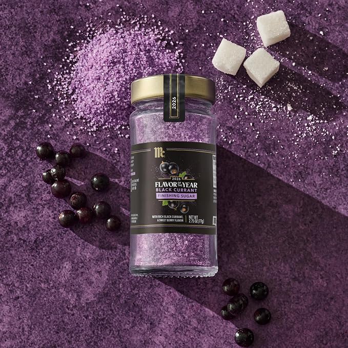 McCormick Finishing Sugar, Black Currant, 2026 Flavor of the Year, Rimming & Baking Sugar, For Dessert, Ice Cream, Muffins, Cupcakes, Pie, Cocktails, Fruit, and More, 2.75 oz