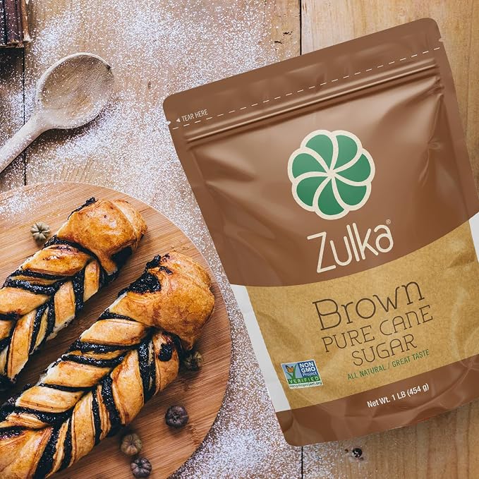 Zulka Brown Pure Cane Sugar, 1 Lb - All-Natural, Non-GMO, Certified Vegan, Bone-Char Free & Kosher Pareve