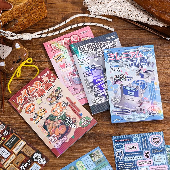 Girl's Japanese Retro Words Sticker Book, 700+ Kawaii Japanese Phrase Stickers, Cute Kanji Kana Quote Stickers Book for DIY Scrapbooking Journaling Handbook Decoration