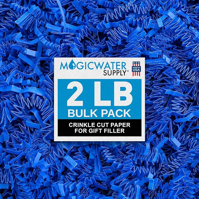 MagicWater Crinkle Cut Paper for Gift Baskets - 2LB - Sky Blue - Perfect for Shredded Paper Filler, Basket Filler, Gift Boxes, Bridesmaid Gifts, Christmas Stuffers & More – Ideal for All Occasions