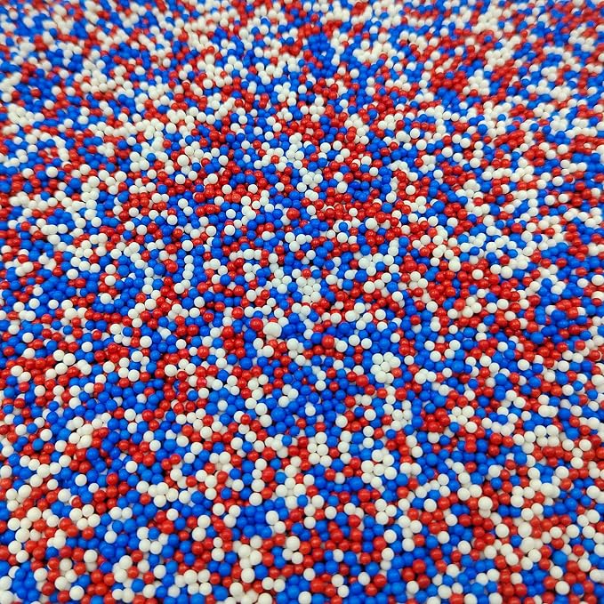 Homankit Patriotic Sprinkles Red White and Blue Nonpareils Sprinkles Edible Cookie Decorations Mini Pearls for Decorating Cake, Baking, Cupcake Toppers, Ice Cream, Donuts 3.88 Ounce
