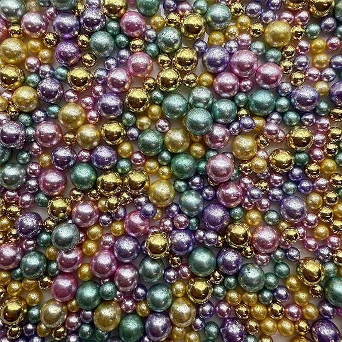 CandiJumpin Edible Pearls for Cake Decorating, Rainbow Pearl Sprinkles Colorful Silver Sugar Pearls Edible Cake Decorations Rainbow Pearl Sugar Sprinkles Silver Cupcake Toppers Baby Shower Party Birthday Wedding Christmas Supplies 3 OZ