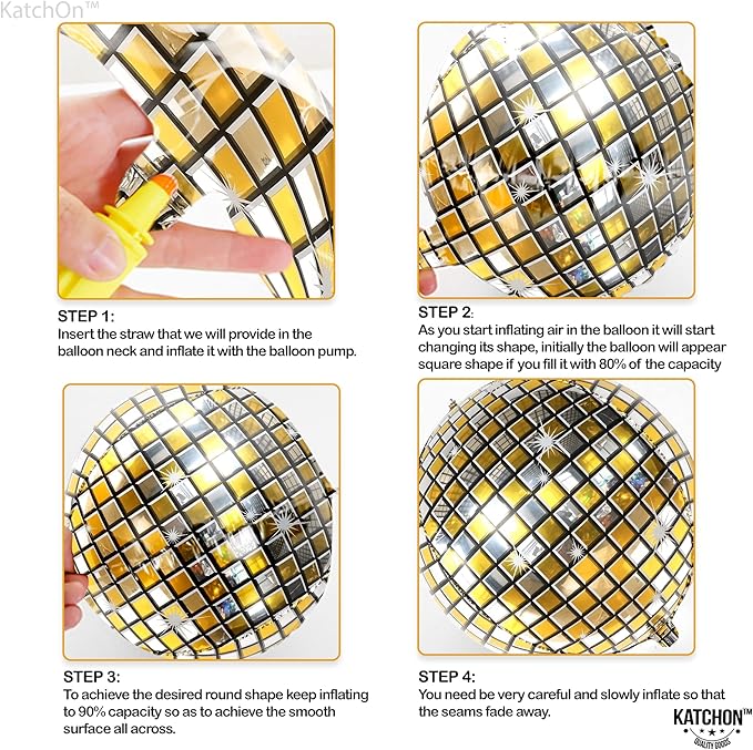 KatchOn, Gold and Silver Disco Ball Balloons - Big 22 Inch, Pack of 6 | 4D Sphere Balloons, Disco Party Decorations | 70s Party Disco Ball Decoration, 2026 Graduation Decorations, Engagement Wedding
