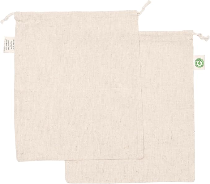 Reusable Linen Sourdough Bread Bags - 2 Pack Reusable, Undyed, Toxic-free, Washable and Perfect for Storing and Transporting Your Homemade Bread - Artisan Linen Bread Loaf Bags (2 Bags - 12”x15”)