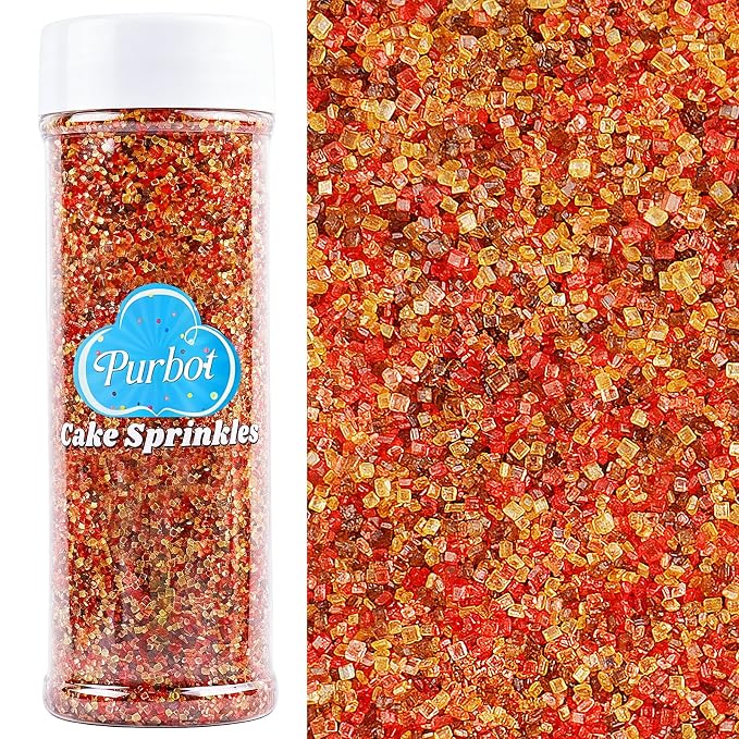 Fall Sprinkles Sanding Sugar for Baking, 6.35oz/180g Edible Sparkling Sugar Crystal, Decorating Course Sugar Sprinkles for Cakes Cupcakes Cookies Ice Cream