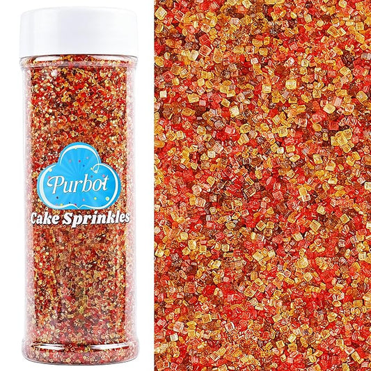 Fall Sprinkles Sanding Sugar for Baking, 6.35oz/180g Edible Sparkling Sugar Crystal, Decorating Course Sugar Sprinkles for Cakes Cupcakes Cookies Ice Cream