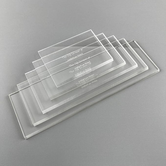 CAKESAFE 8 Inch OG Scraper-Clear Acrylic Cake, Icing, and Butter Cream Smoother with Beveled Edge