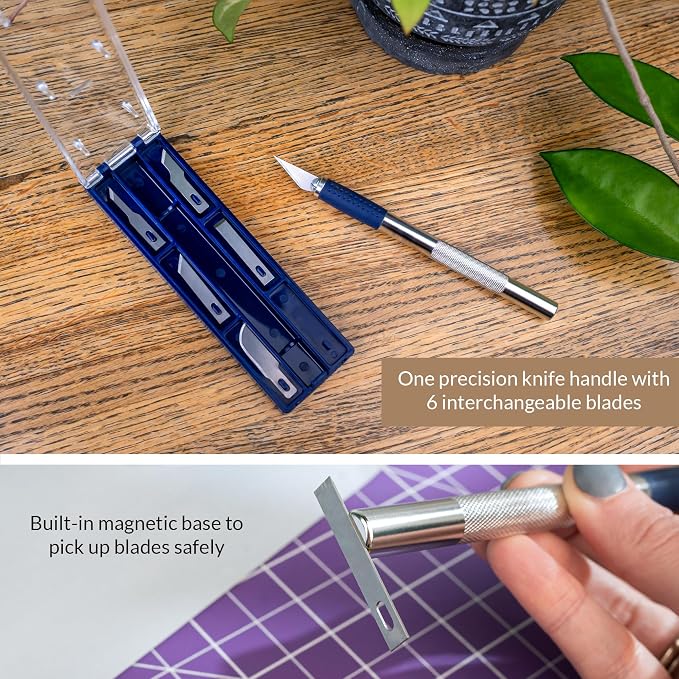 WA Portman Hobby Knife Set, Craft Knife Set with 6 Blades Polymer Clay Tool | Exacto Knife with 6 Carbon Steel Blades,Perfect Precision Knife Set for Modeling, Fondant, Sticker Cutting, Polymer Clay Tool