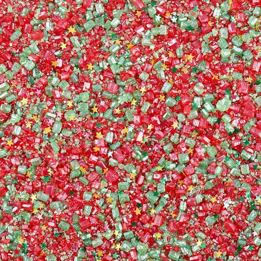 Christmas Red Sanding Sugar Edible Gold Glitter Stars Mix Sugar Sprinkles for Cake Decorating Sparkling Sanding Sugar for Cupcake Toppers Cookie Decorations Wedding Party Celebrations 3.5oz