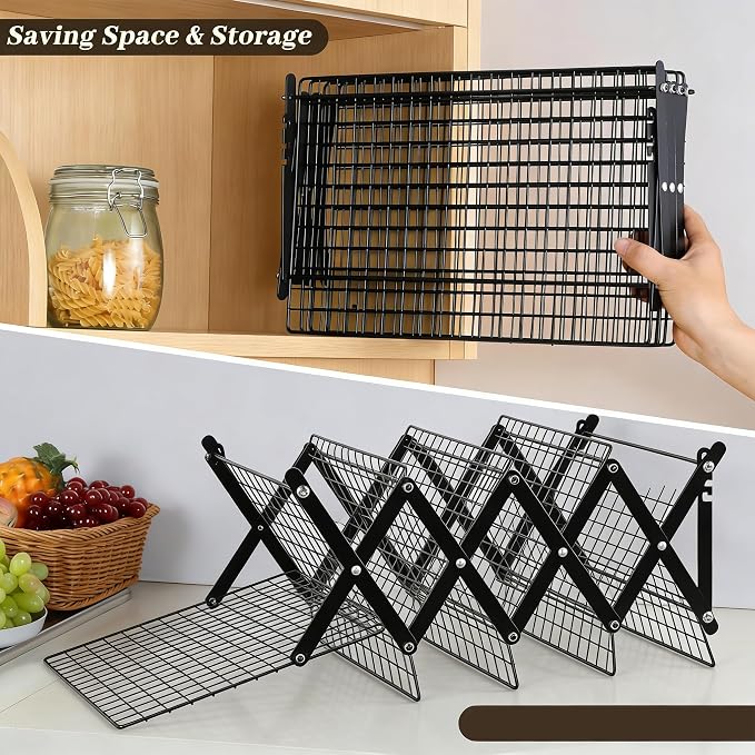 4-Tier Cooling Rack, Foldable Stackable Baking Rack | Collapsible wire rack with 4 tiers for cooling cookies, cakes, bread and pastries. Folds flat for easy storage