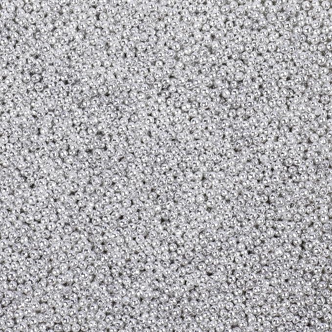 Silver Nonpareils Sprinkles - 2mm Edible Mini Pearl Sprinkles for Cake Decorating, Cupcake, Cookie, Baking, Donuts, Ice Cream Toppings, Wedding Party Supplies 130g/4.58oz