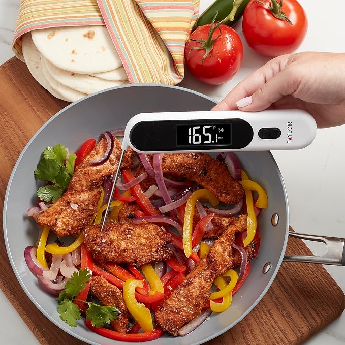 Taylor Infrared and Folding Probe Thermometer, Dual-Mode Instant Read Meat Thermometer for Cooking, Grilling, BBQ, Smoker, Air Fryer and Oil, Non-Contact, Waterproof, Backlit Display, White
