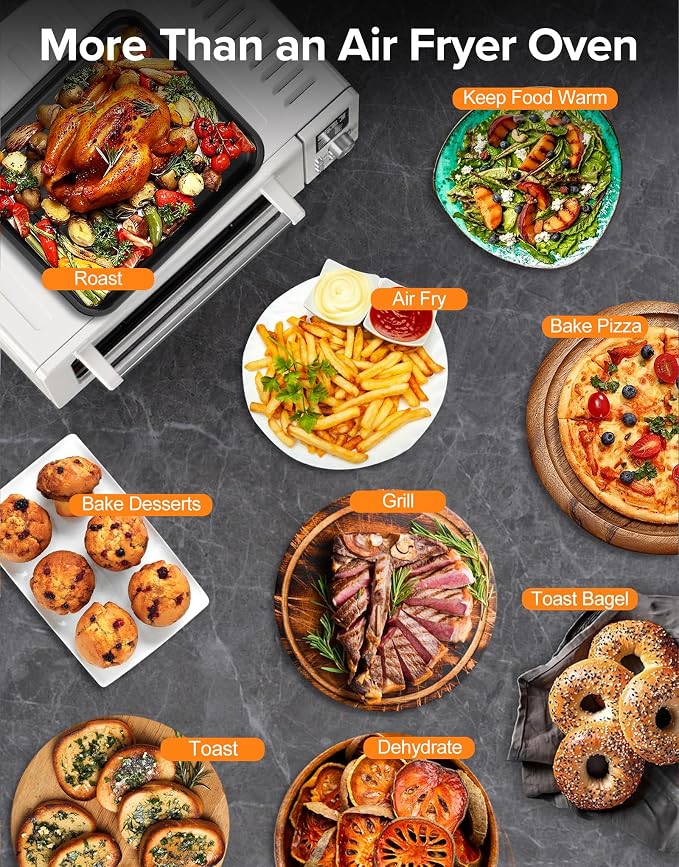 Nuwave Bravo Pro Smart Air Fryer Toaster Oven Combo, Airfryer Convection Oven Countertop, 10-in-1 Functions with Quicker & Even Crisp Technology, 1800W, 50-450°F, PFAS-Free, 21QT, Vanilla Cream