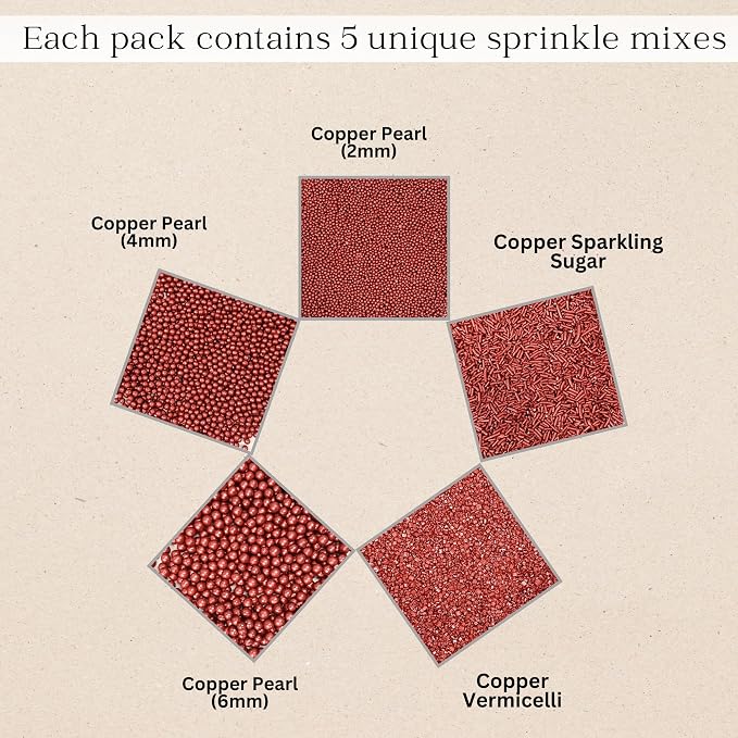Confect Copper Sprinkles – Sprinkles for Cakes & Cupcakes Decoration – Edible Cake Topping for Cupcakes, Cookies, Desserts – Celebration Baking Decoration – Vegan, Gluten-Free, Nut-Free, Soy-Free, Dairy-Free , Handcrafted Sprinkle – 5 Oz