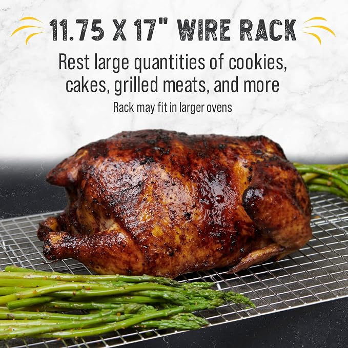 Checkered Chef Cooling Rack for Cooking and Baking, 11 ¾" x 17, Set of 2 | Stainless Steel, Oven Safe, Grid Wire Design