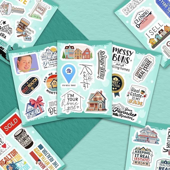 100Pcs Realtor Stickers for Laptop & Water Bottles, Real Estate Stickers - Real Estate Agent Gifts - Realtor Party Supplies - Gift for Women & Men