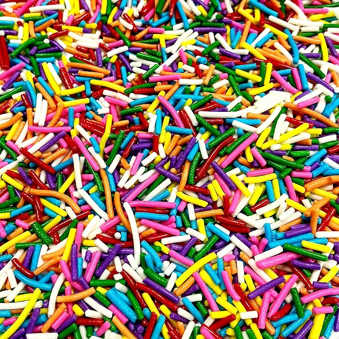 Homipooty Rainbow Jimmies Sprinkles for Cake Decorating 100g/3.5oz Rainbow Sprinkles Mix for Baking, Ice Cream Toppings, Cupcakes, Cookies, Donuts