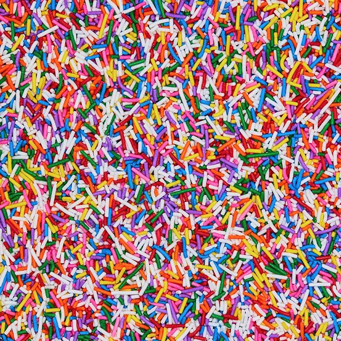 Fancy Sprinkles Classic Rainbow Crunchy Jimmies | Rainbow Sprinkles for Cake, Cupcake & Cookie Decorating | Funfetti & Ice Cream Topping | Birthday & Everyday | 2 Pack (0.5c)
