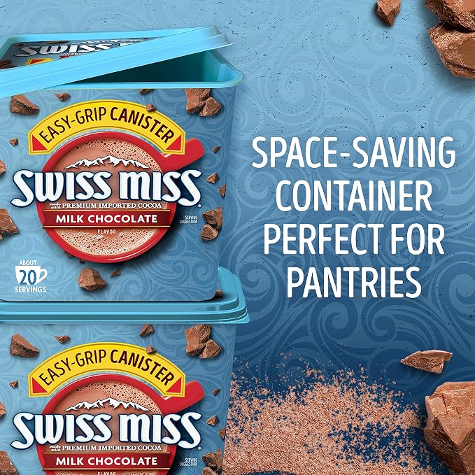 Swiss Miss Milk Chocolate Flavored Hot Cocoa Mix,Hot Cocoa Bar Supplies,22.23 oz. Canister,(Pack of 2)