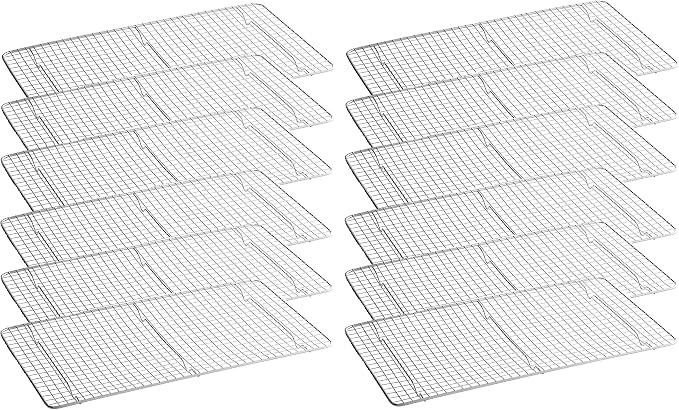 OCS Parts 12-Pack 10" x 18" Stainless Steel Pan Grate for Full Size Steam Table Pans | Footed Cooling Pan Grate for Steam Tables, Baking, and Hotel Pans