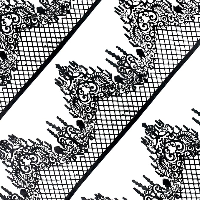 Pre-Made Edible Cake Lace Lattice Diamond Scallop 12-inch 10-piece Black | Large, Ready to Use