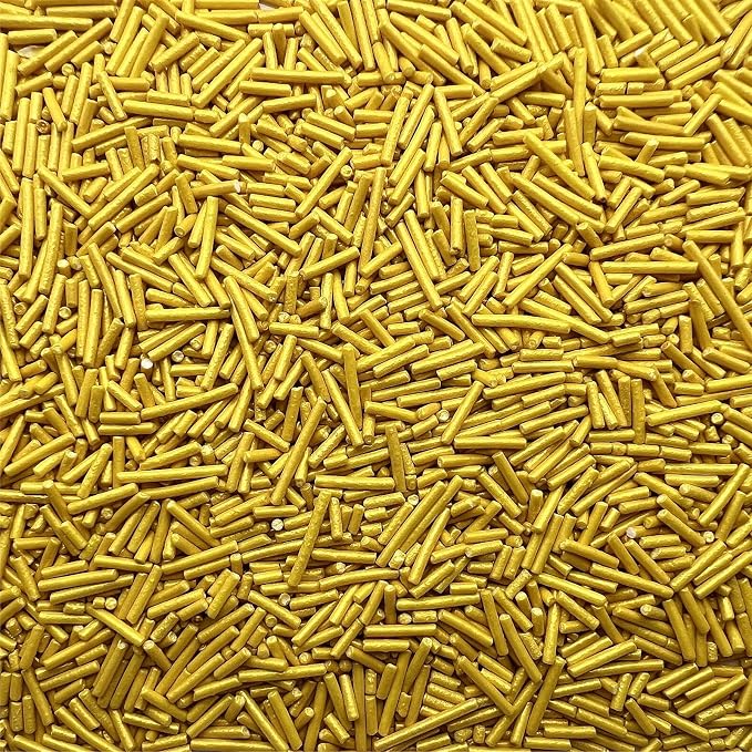 SE Si&Moos Gold Jimmies Sprinkles Gold Sprinkles for Cake Decorating Edible Crunchy Jimmies for Topping Ice Cream, Cookies, Cakes, Cupcakes, Dessert Decorating 3 OZ