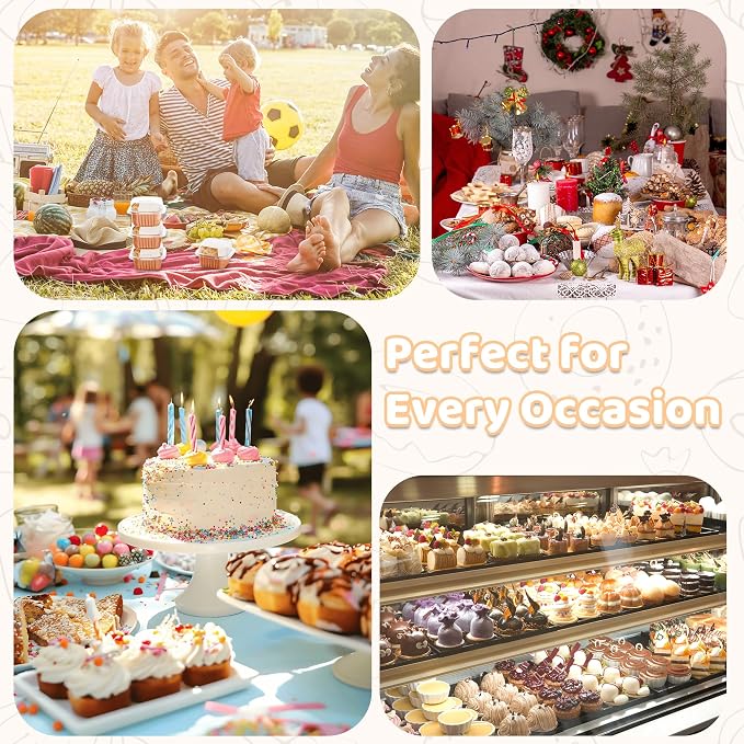 40 Pack 5 OZ Mini Cake Pans with Lids, Disposable Square Aluminum Foil Brownie Baking Cup, Mini Aluminum Foil Cupcake Muffin Tin Ramekins, Dessert Cake Containers for Wedding Birthday Party, Champagne
