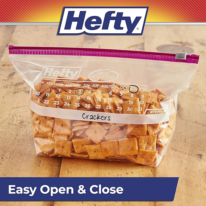 Hefty Slider Calendar Storage Bags,Half Gallon Size,256 Total,32 Count (Pack of 8)