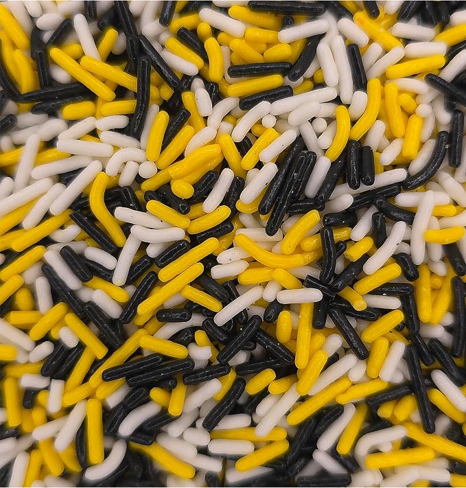 NCS Black, Yellow & White Jimmies Edible Sprinkles – Cupcake, Cake & Cookie Decorations, 7 oz
