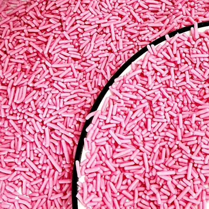 Homipooty Pink Soft Jimmies Sprinkles Edible Candy Jimmies Sprinkles for Cake Decorating 78g/2.75oz Cookie Cupcake Topper Ice Cream