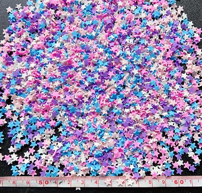 EHOPE 50g Fake Sprinkles Resin Sprinkles Fake Candy Sprinkles Clay Sprinkles Polymer Sprinkles Polymer Clay Slices for Nail Art DIY Crafts Cake Phone Case(Purple Pentagram Slices-01)