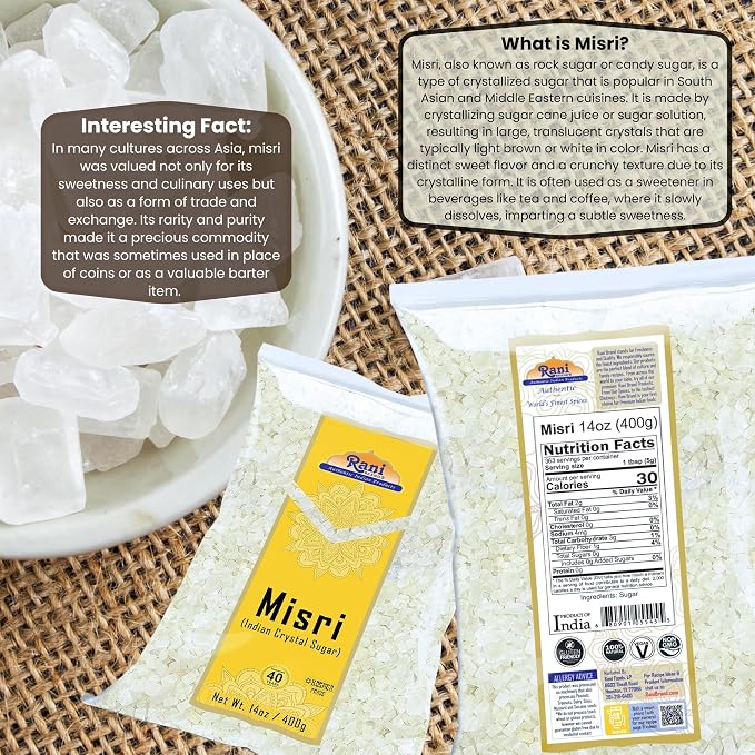Rani Misri (Indian Sugar Crystals) 14oz (400g) ~ All Natural | Gluten Friendly | No Colors | Vegan | Kosher | Indian Origin