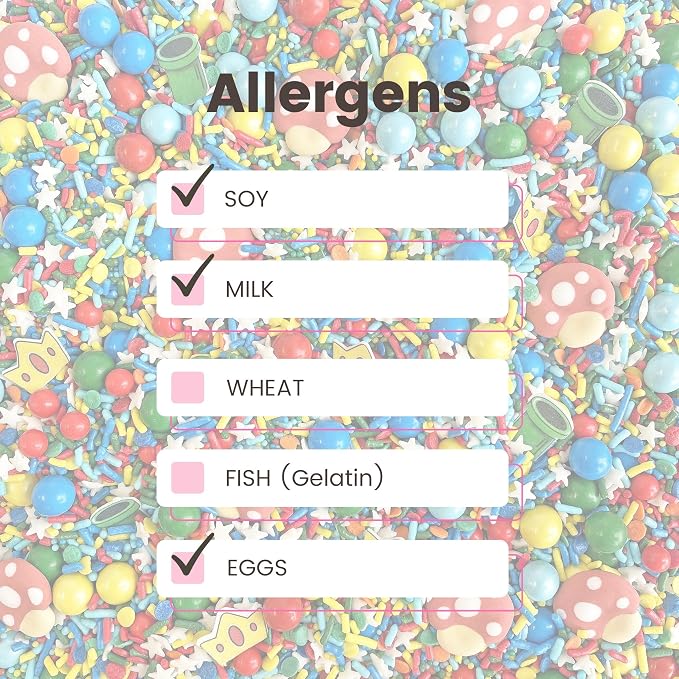 Sprinkle Pop Gamer Sprinkle Mix| Red Green Blue Yellow Sprinkles with ~20 Italian Plumber Pipes Crowns & Mushrooms| It's Me Sprinkles Made in USA for Decorating Boys Girls Birthday Cakes Cupcakes, 4oz
