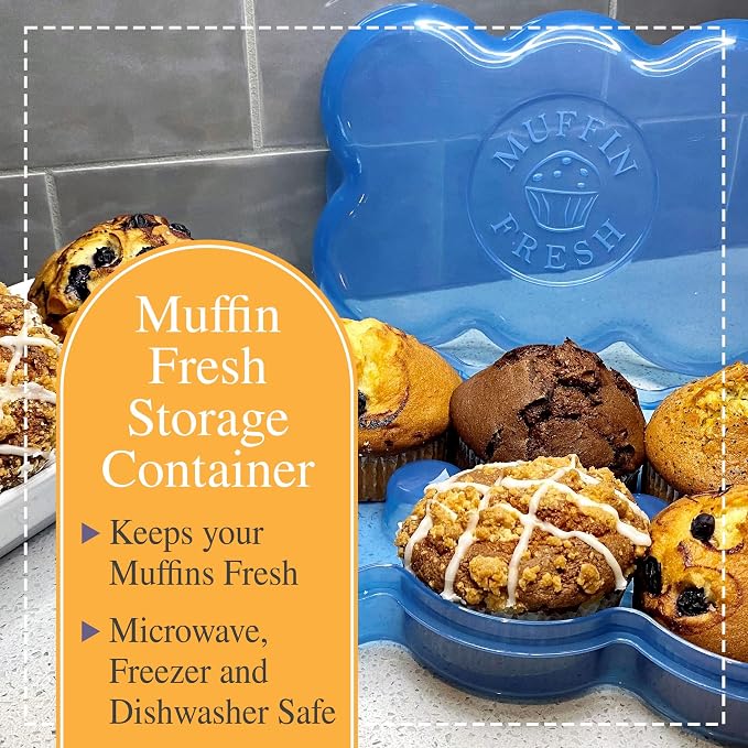 Touch Up Cup Muffin Fresh Storage Container Holder with Lid, Airtight and Reusable, BPA-Free, As Seen On Shark Tank Products, Pack of 2, Holds 12 Fresh Muffins