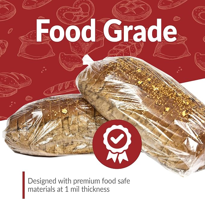 Reli. Bread Bags with Ties | 8 x 4 x 18" | 250 Pack (250 Twist Ties) | Bulk Bags for Homemade Bread, Bakery, Loaf Packing | Clear, Large