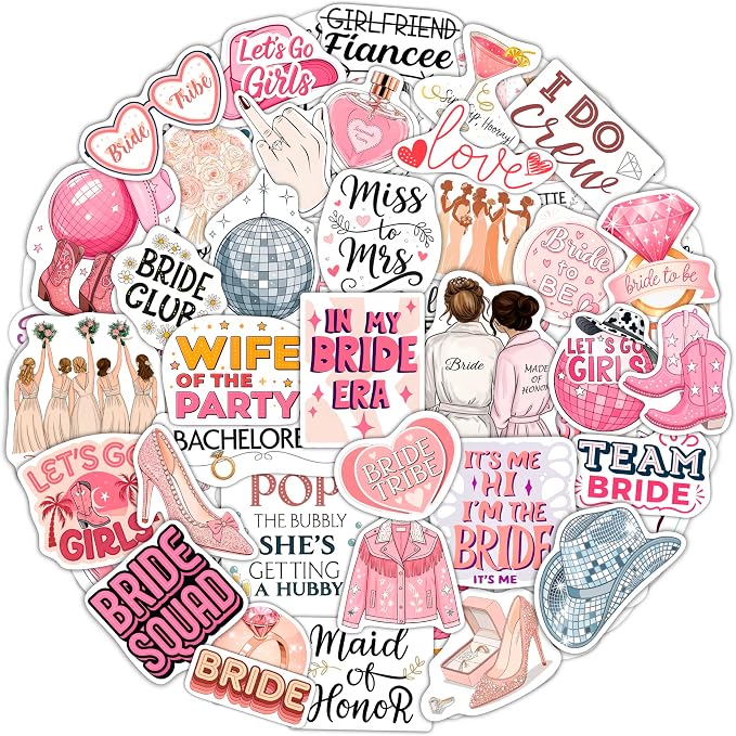 100Pcs Bachelorette Stickers for Scrapbooking, Bride Stickers for Water Bottle - Bachelorette Party Supplies - Gift for Women & Men