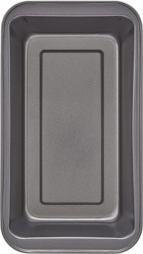 Amazon Basics Rectangular Nonstick Bread Loaf Pan for Baking Meatloaf with Even Heat Distribution, 9.5 x 5 Inch, Gray, Set of 2