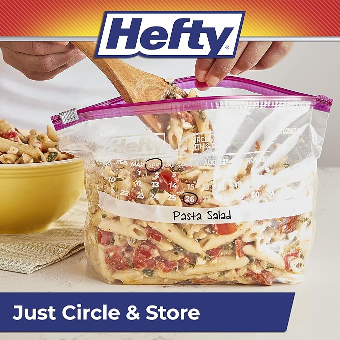 Hefty Slider Calendar Storage Bags,Half Gallon Size,256 Total,32 Count (Pack of 8)