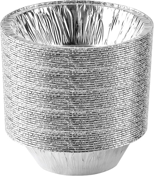 PLASTICPRO 6'' Inch Round Tin Foil Cake Pans Disposable Aluminum, Freezer & Oven Safe - For Baking, Cooking, Storage, Roasting, & Reheating, Pack of 100