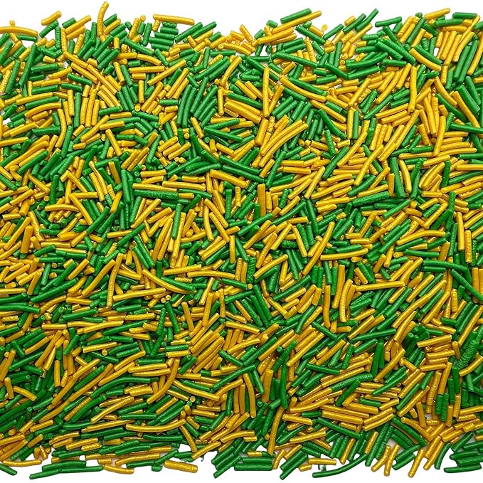 SE Si&Moos Green and Gold Jimmies Sprinkles Gold and Green Sprinkles for Cake Decorating Edible Crunchy Jimmies for Topping Ice Cream, Cookies, Cakes, Cupcakes, Dessert Decorating 3 OZ