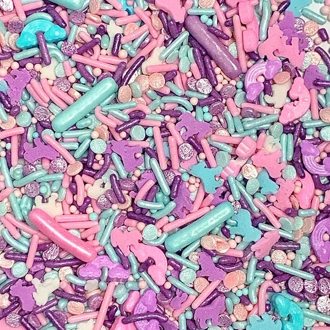 COOL MOM SPRINKLES Girl Birthday Sprinkles (4 oz.) – Themed Sprinkles for Decorating Birthday Cakes, Cupcakes, Cookies & Desserts – Mixed in the USA/Gluten-Free (Rainbow Pony)