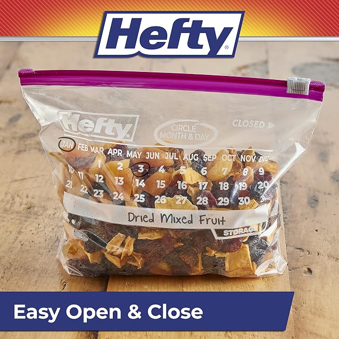 Hefty Slider Calendar Storage Bags,Quart Size,320 Total,40 Count (Pack of 8)