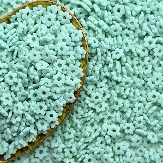 CandiJumpin Teal Flower Sprinkles for Cake Decorating, Mini Edible Flowers Teal Flower Decorations Edible Flowers Cake Confetti Valentines Cookie Decoration Baby Shower Party Birthday Wedding Christmas Supplies 3 OZ